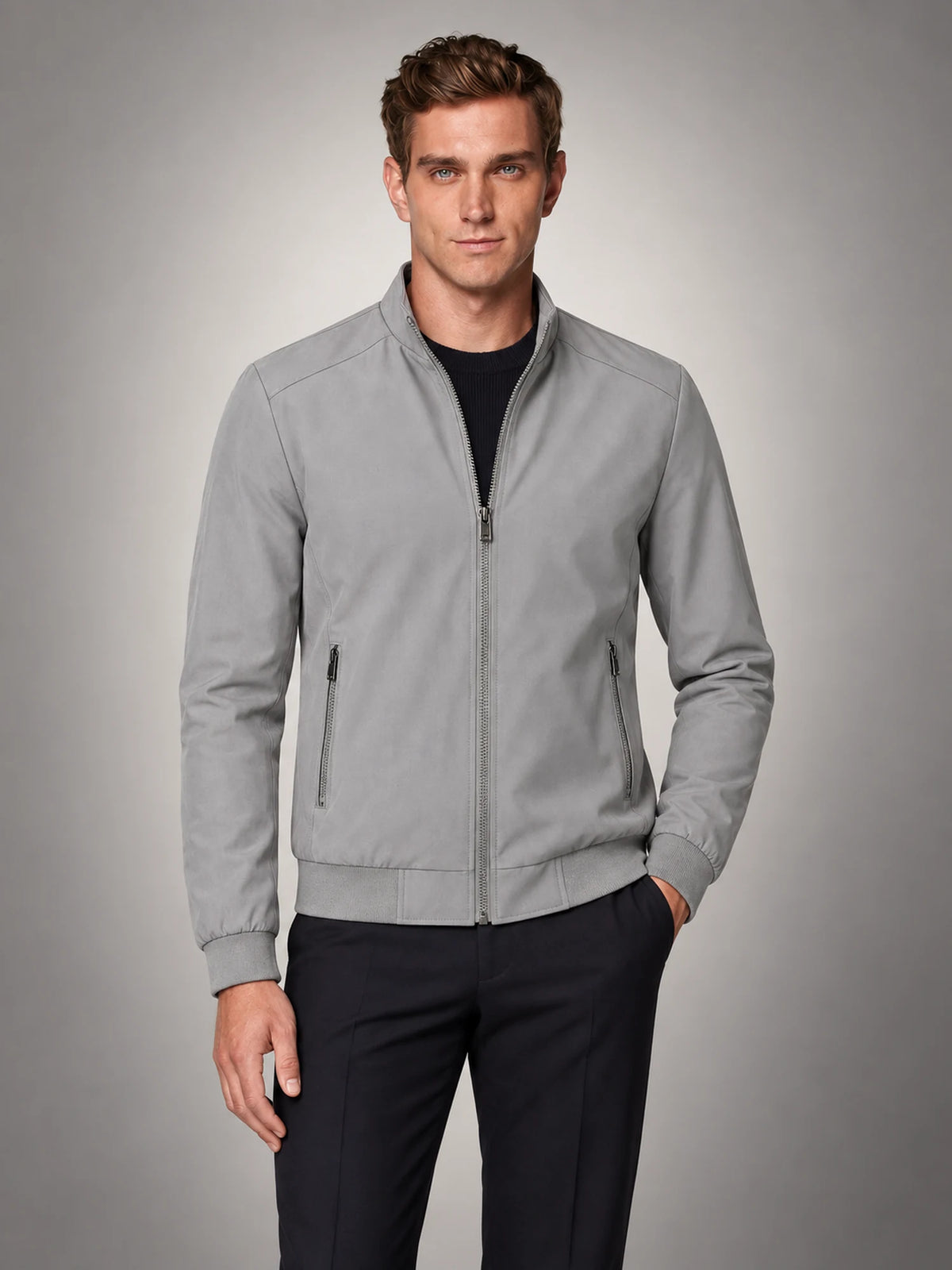Volantero Men's Elegant Spring Jacket in Grey, front view