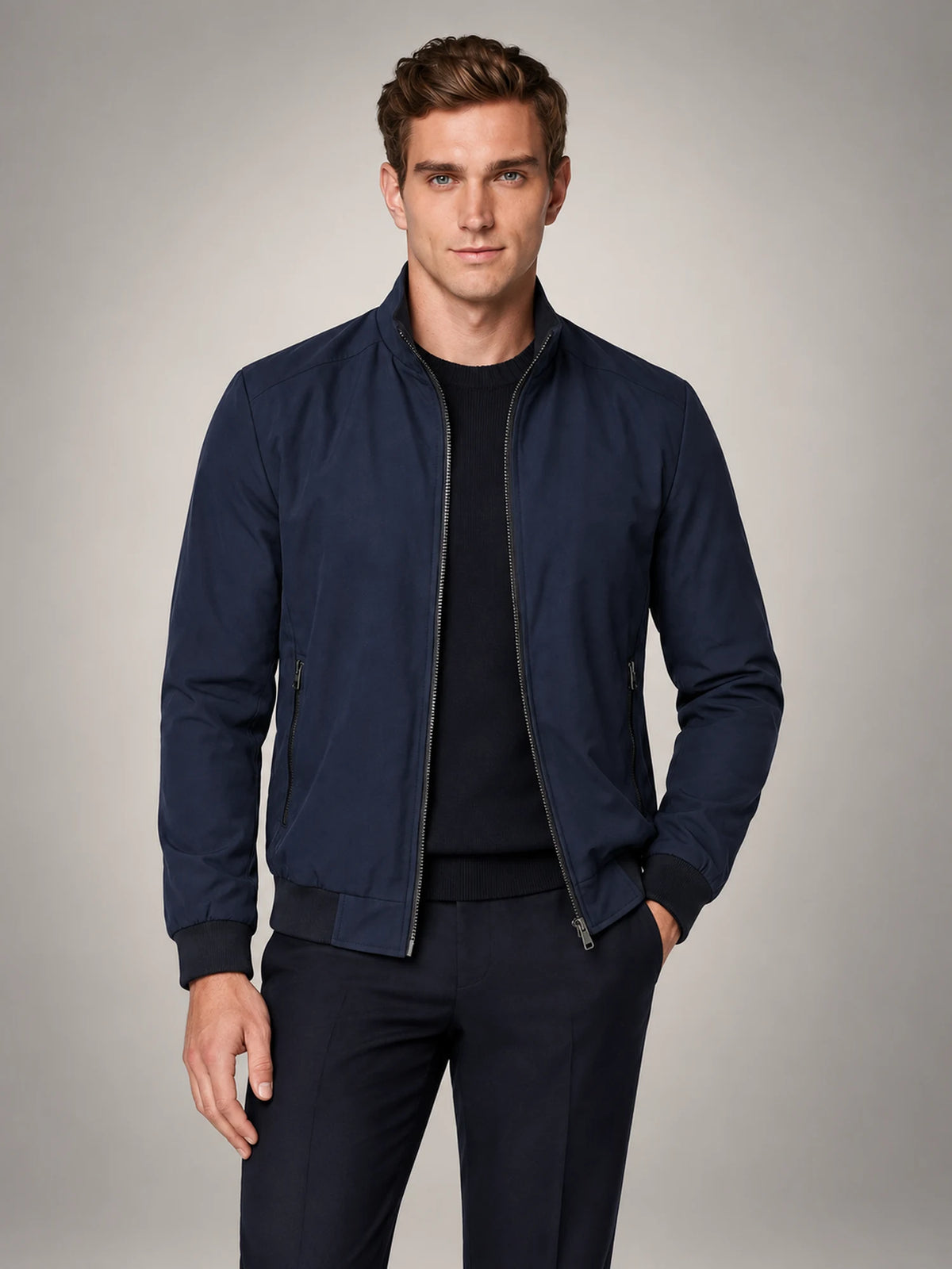 Volantero Men's Elegant Spring Jacket in Navy, front view