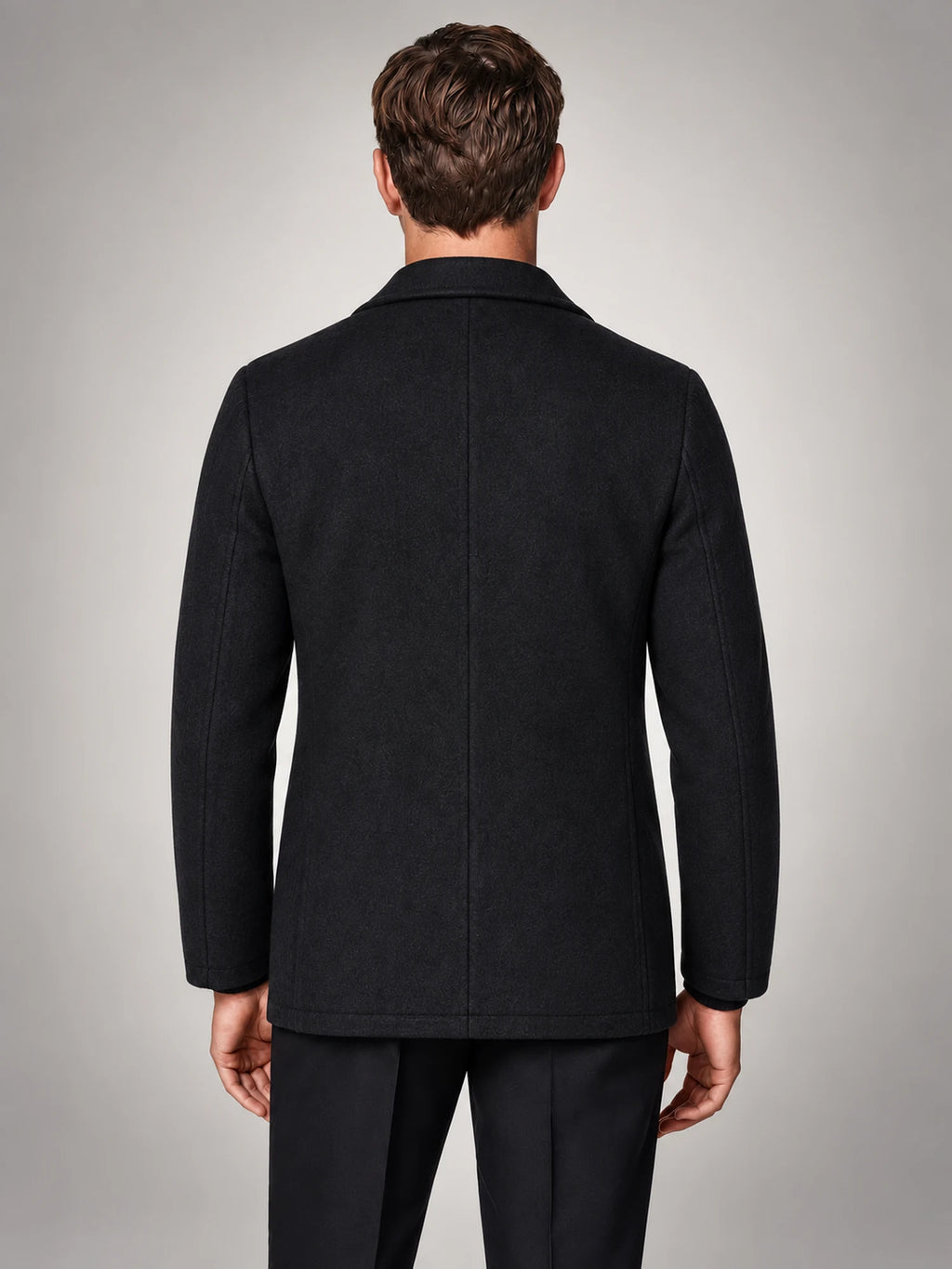 Volantero Men's Wool-Blend Jacket in Black, back view