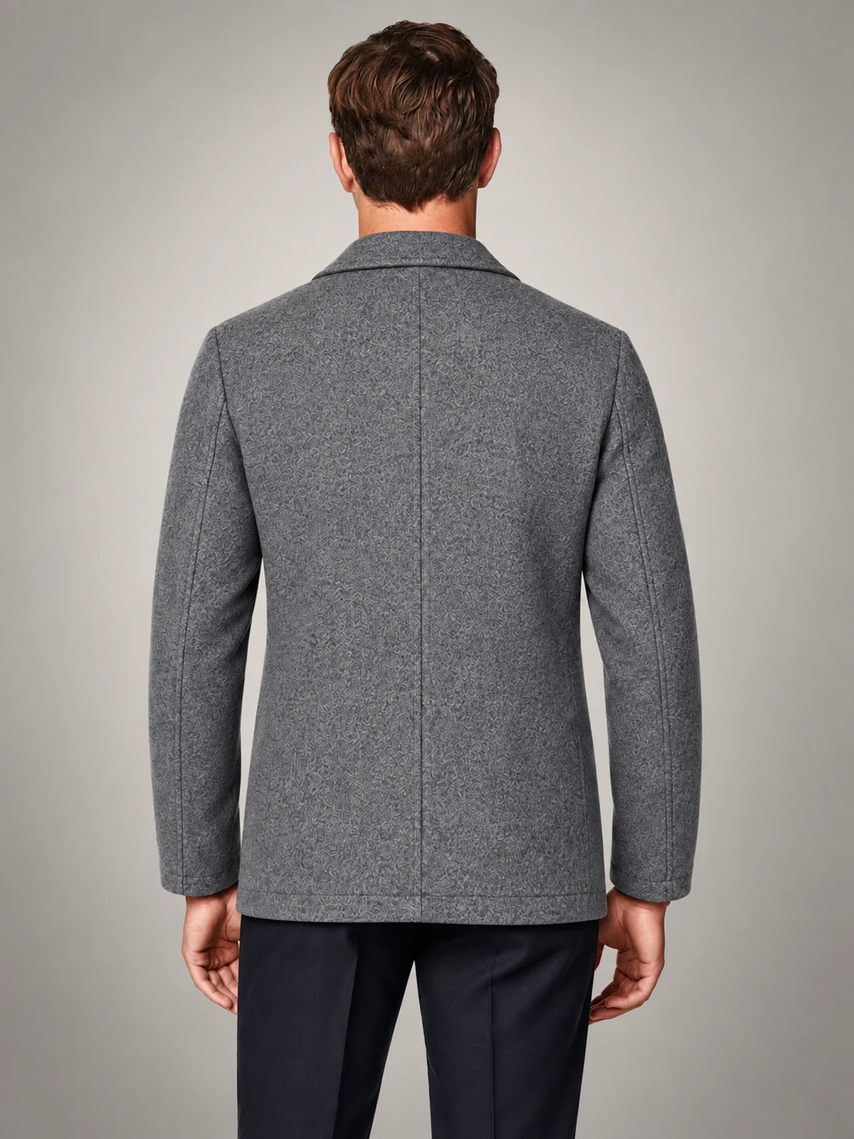 Volantero Men's Wool-Blend Jacket in Grey, back view