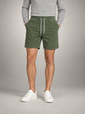 Volantero Men's Striped Swim Shorts in Army Green, front view