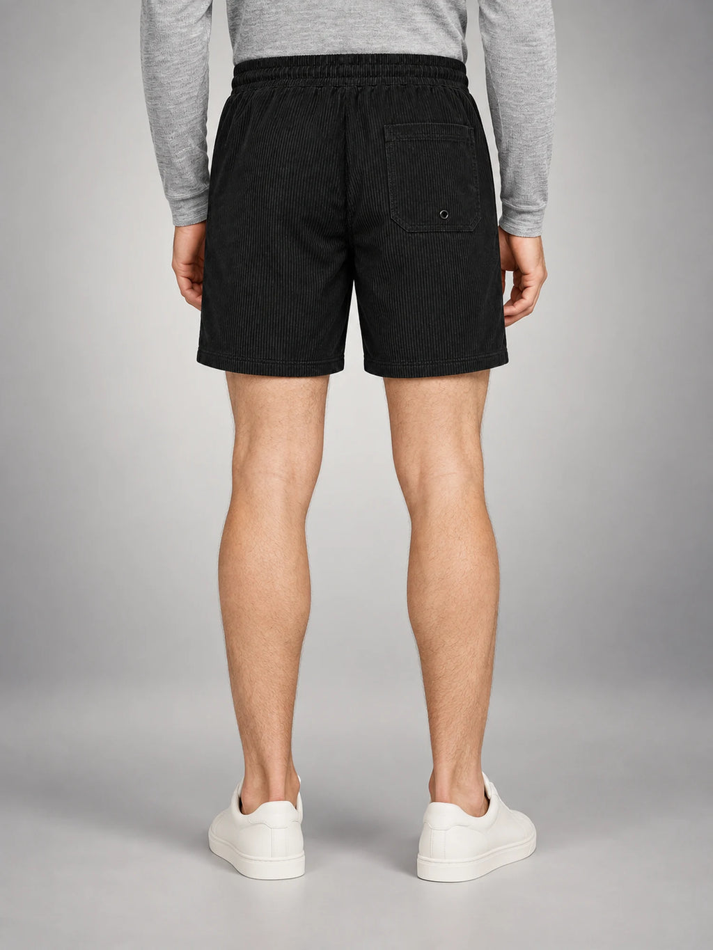 Volantero Men's Striped Swim Shorts in Black, back view