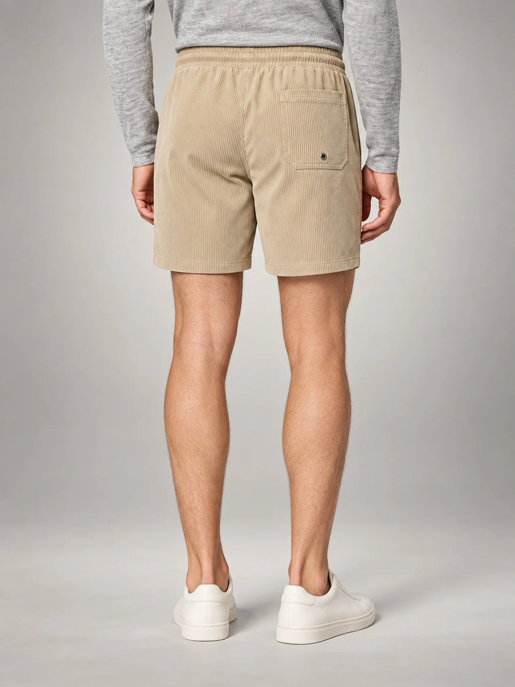 Volantero Men's Striped Swim Shorts in Khaki, back view