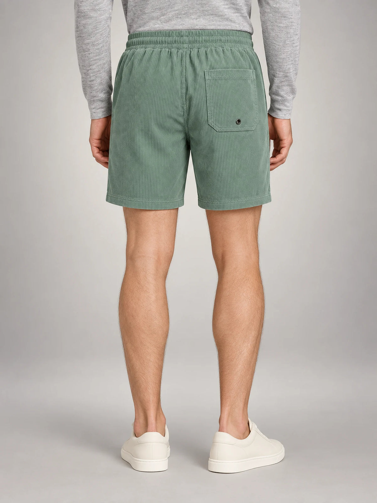 Volantero Men's Striped Swim Shorts in Light Green, back view