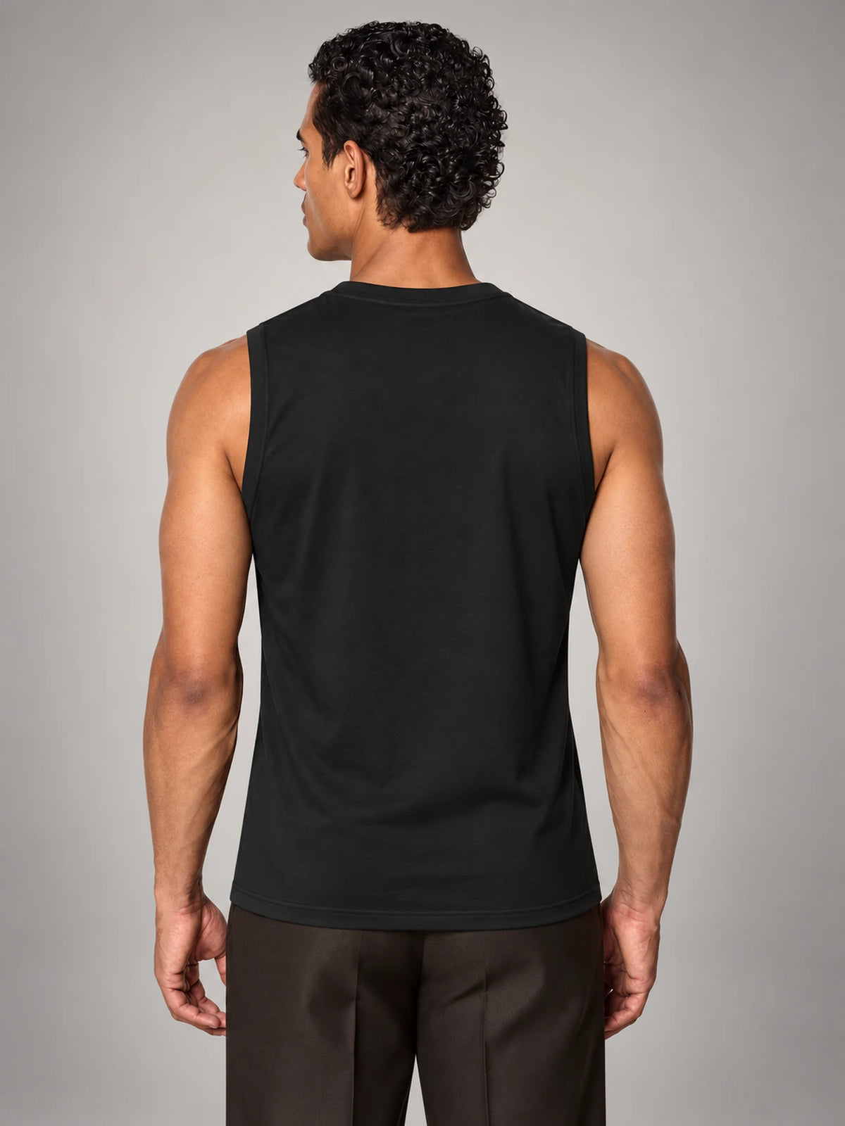 Volantero Men's Relaxed-Fit Tank Top in Black, back view