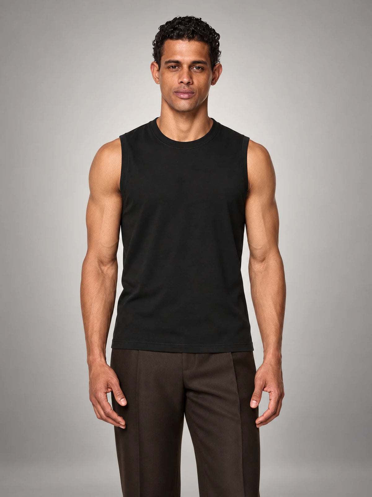 Volantero Men's Relaxed-Fit Tank Top in Black, front view