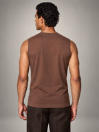 Volantero Men's Relaxed-Fit Tank Top in Coffee, back view