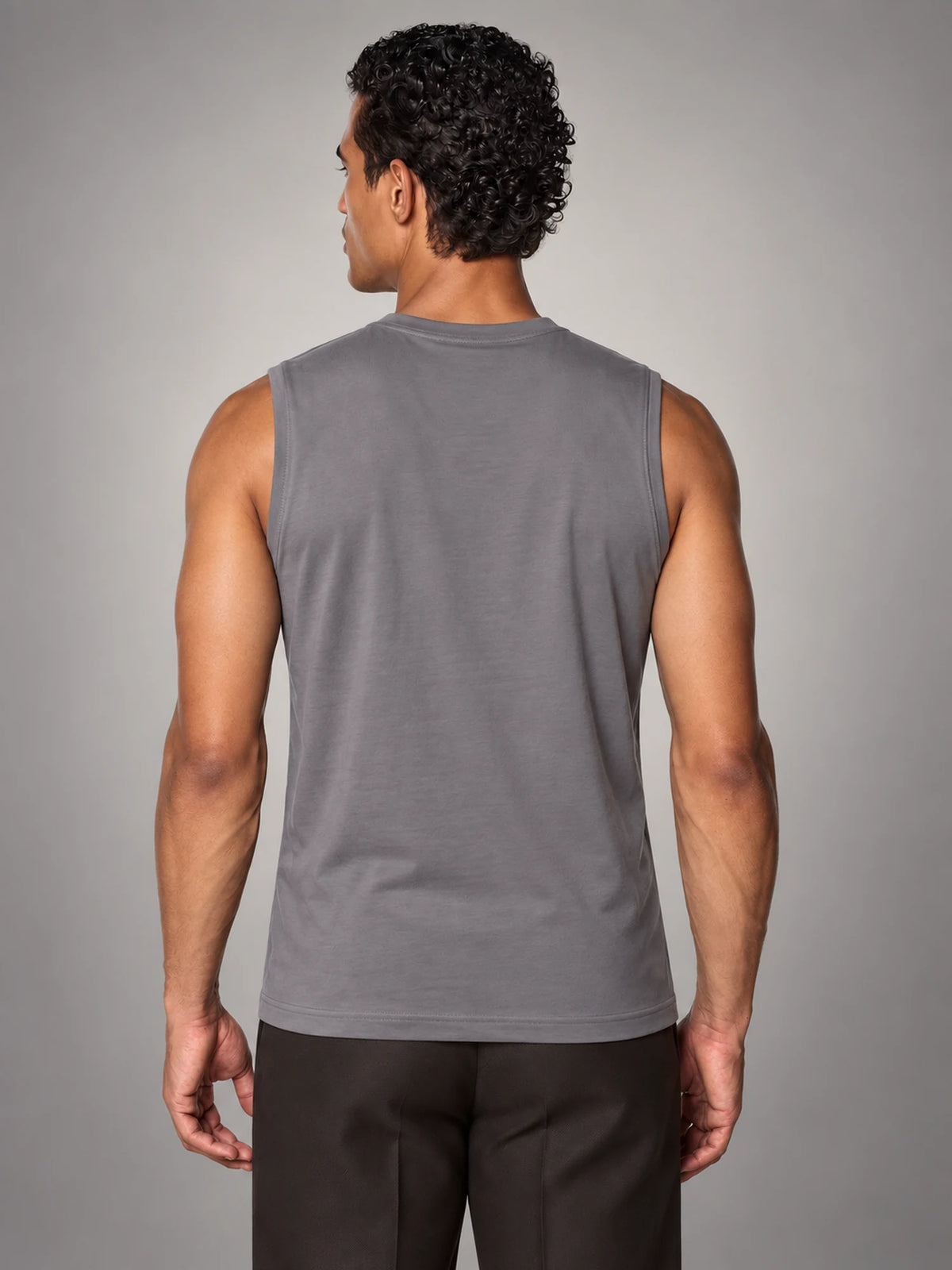 Volantero Men's Relaxed-Fit Tank Top in Grey, back view
