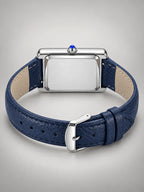 Volantero Men's Rectangular-Dial Leather-Strap Watch in Blue, back view