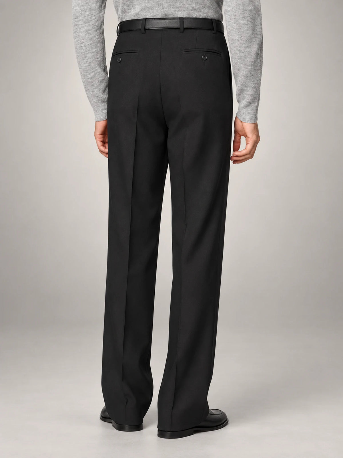 Volantero Men's Oversized Relaxed-Fit Trousers in Black, back view
