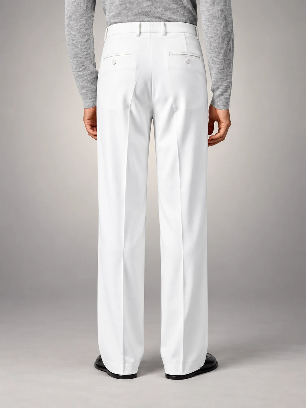 Volantero Men's Oversized Relaxed-Fit Trousers in White, back view