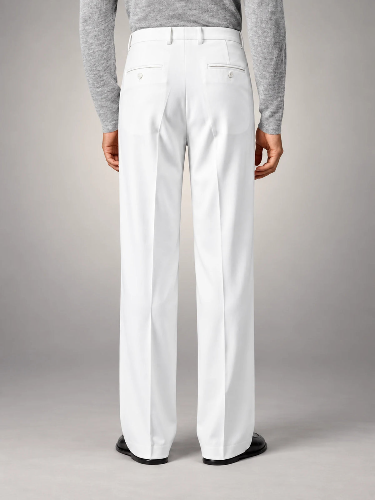 Volantero Men's Oversized Relaxed-Fit Trousers in White, back view