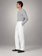 Volantero Men's Oversized Relaxed-Fit Trousers in White, side view