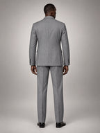 Volantero Men's Formal Three-Piece Wedding Guest Suit in Grey, back view