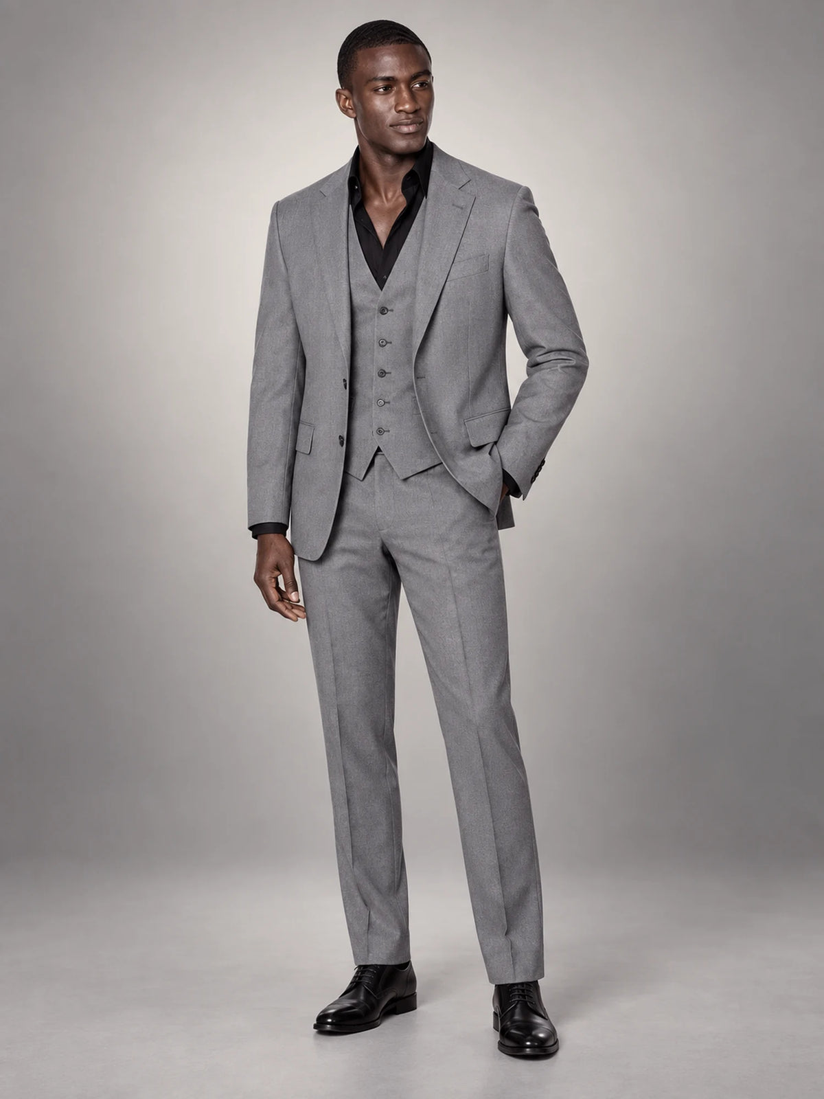 Volantero Men's Formal Three-Piece Wedding Guest Suit in Grey, hover view