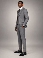 Volantero Men's Formal Three-Piece Wedding Guest Suit in Grey, side view