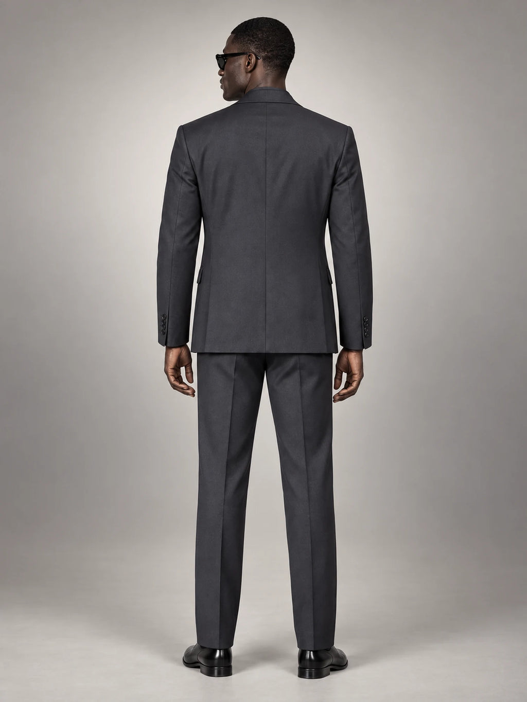 Volantero Men's Formal Three-Piece Wedding Guest Suit in Navy, back view