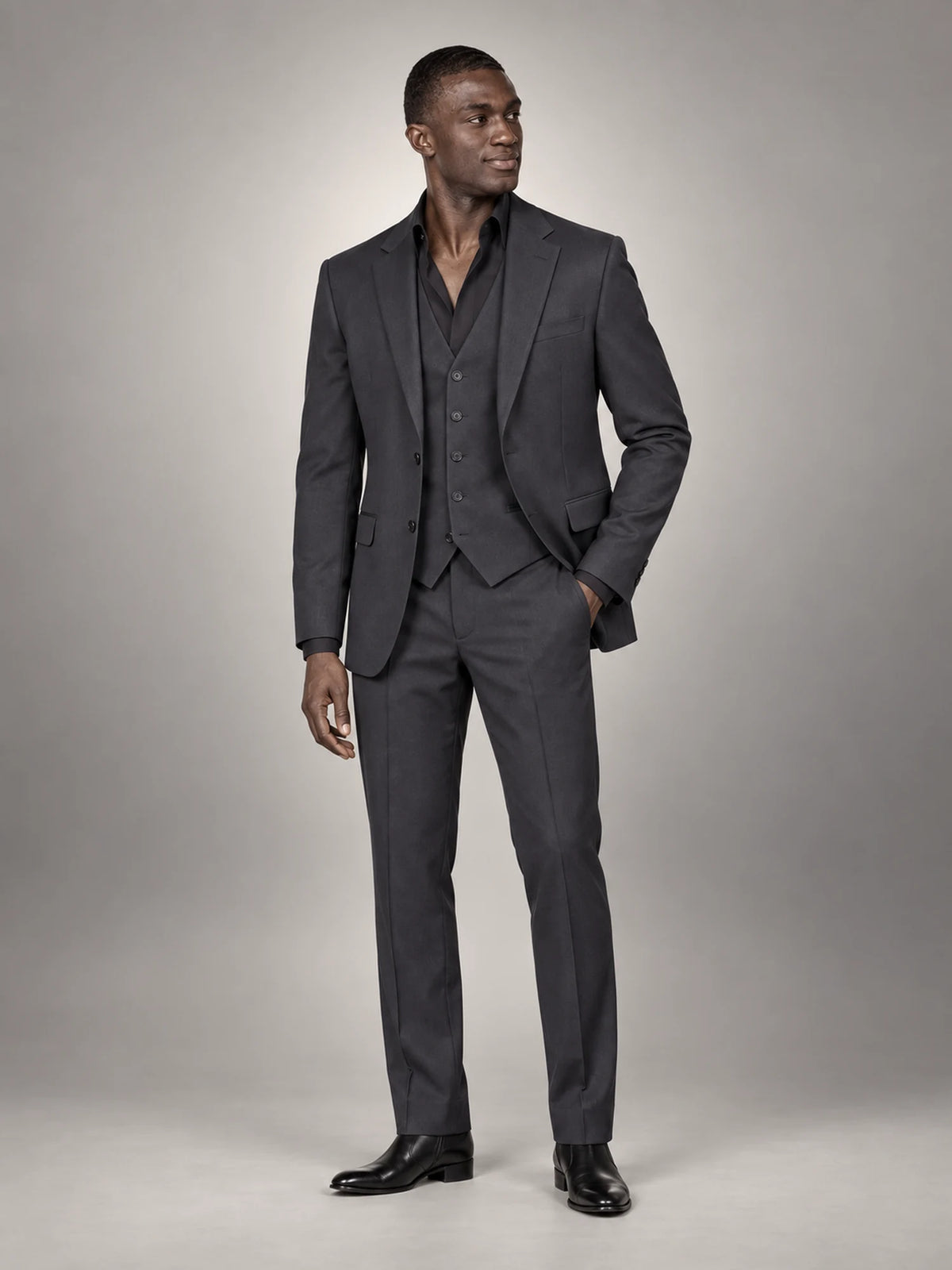 Volantero Men's Formal Three-Piece Wedding Guest Suit in Navy, front view