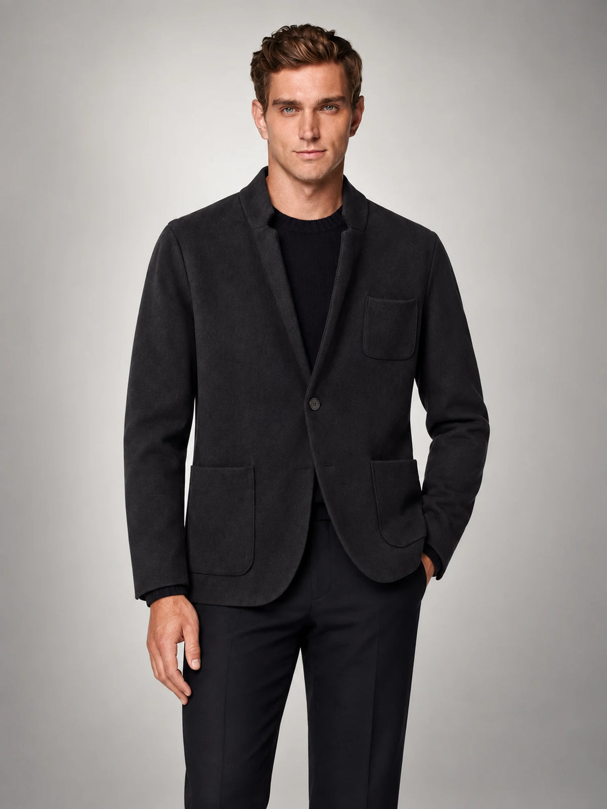 Volantero Men's Casual Tailored-Fit Jacket in Black, main view