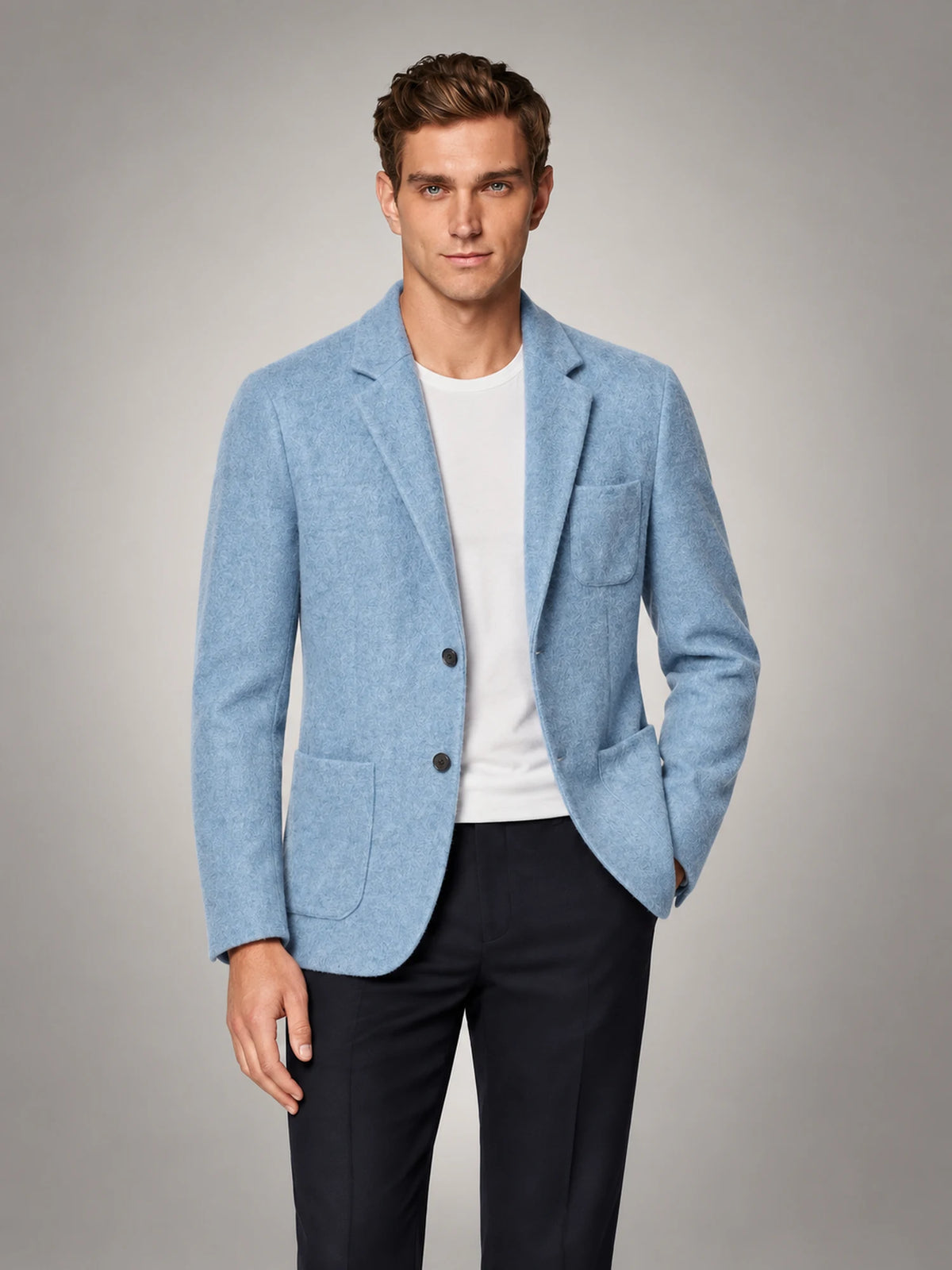 Volantero Men's Casual Tailored-Fit Jacket in Blue, front view