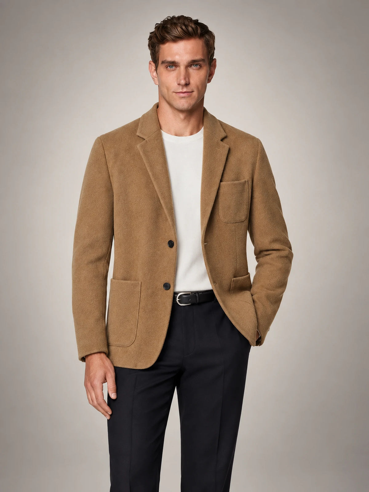 Volantero Men's Casual Tailored-Fit Jacket in Brown, front view