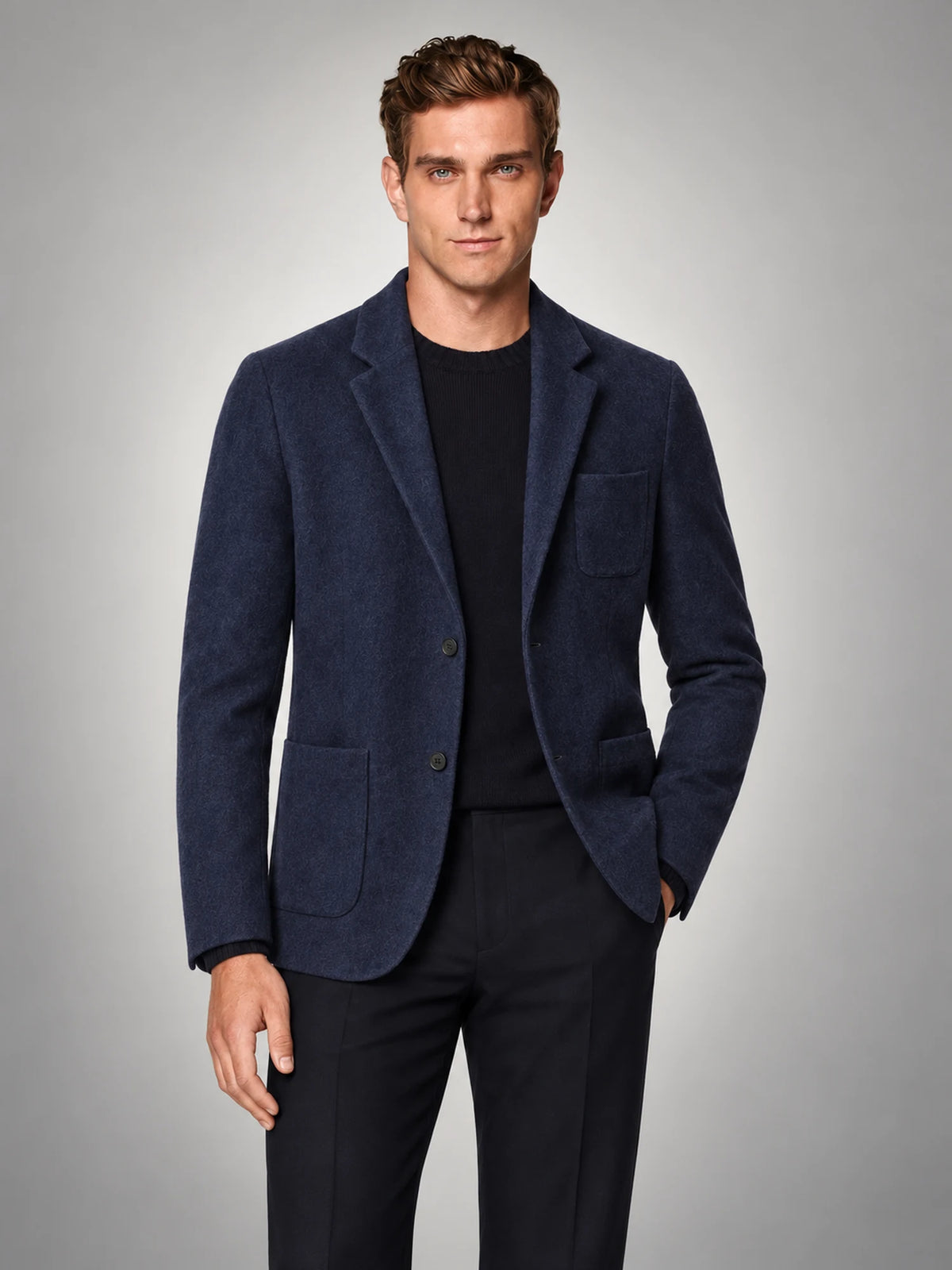 Volantero Men's Casual Tailored-Fit Jacket in Navy, front view