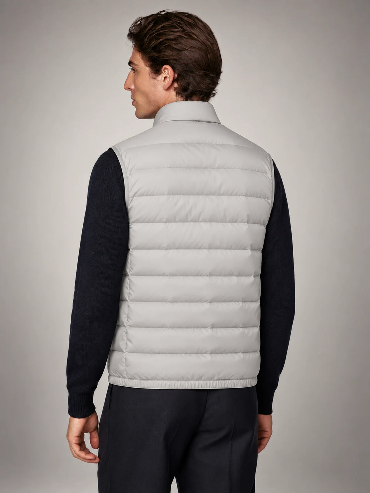 Volantero Men's Lightweight Sleeveless Gilet in Grey, back view
