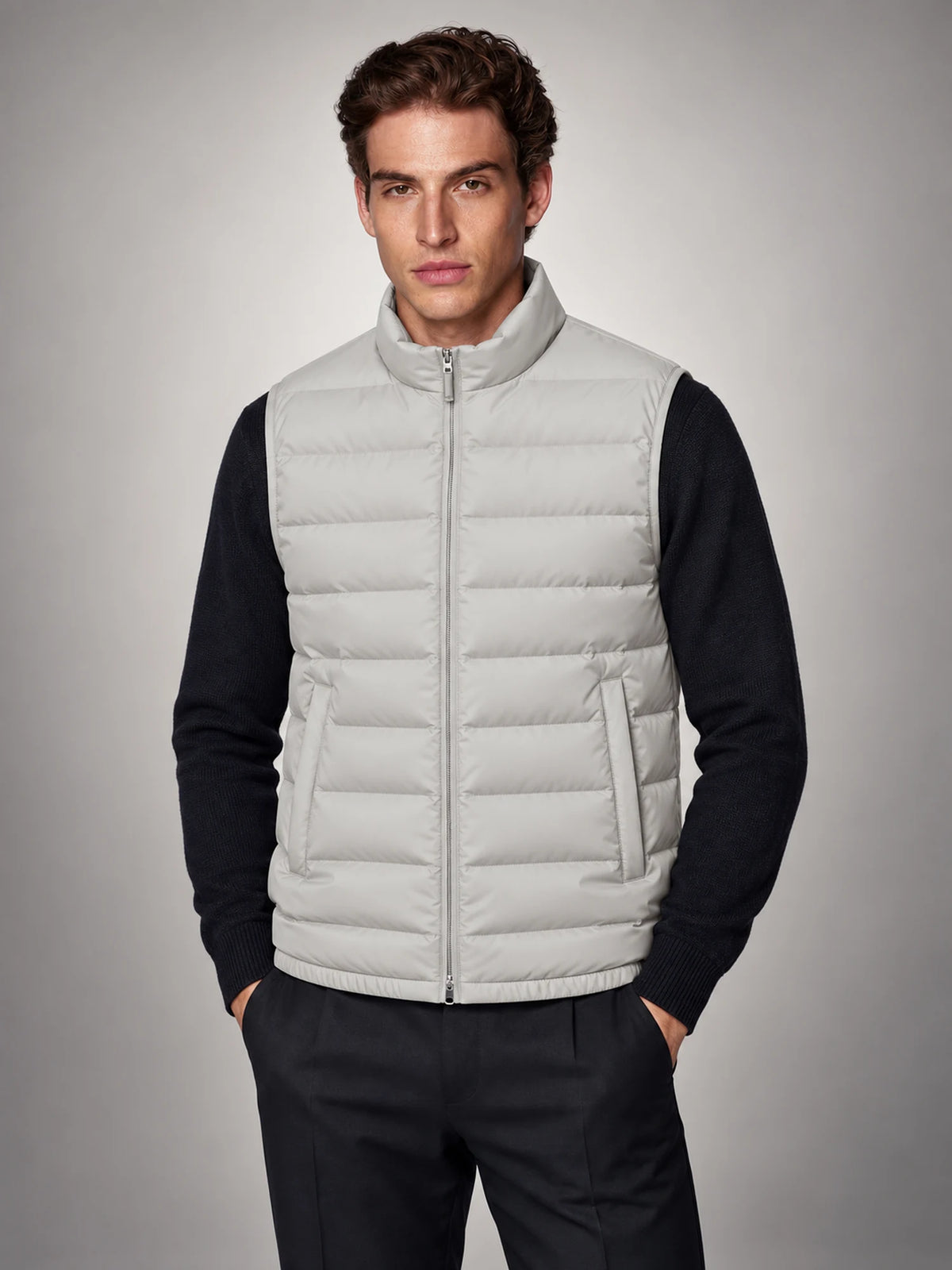 Volantero Men's Lightweight Sleeveless Gilet in Grey, hover view