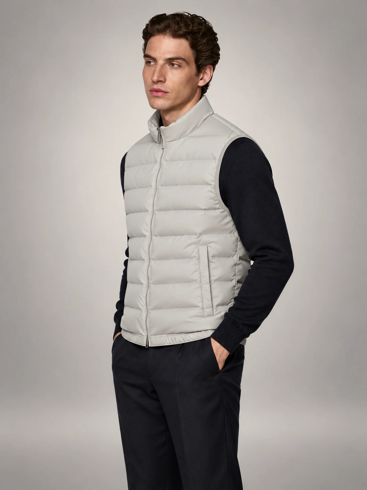 Volantero Men's Lightweight Sleeveless Gilet in Grey, side view