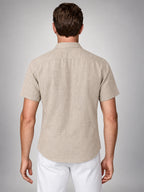 Volantero Men's Linen Short-Sleeve Shirt in Beige, back view