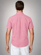 Volantero Men's Linen Short-Sleeve Shirt in Pink, back view