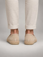 Volantero Men's Espadrille Penny Loafers in Beige, back view