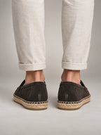 Volantero Men's Espadrille Penny Loafers in Dark Brown, back view