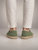 Volantero Men's Espadrille Penny Loafers in Green, back view