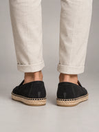 Volantero Men's Espadrille Penny Loafers in Navy, back view