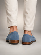 Volantero Men's Coastal Penny Loafers in Blue, back view