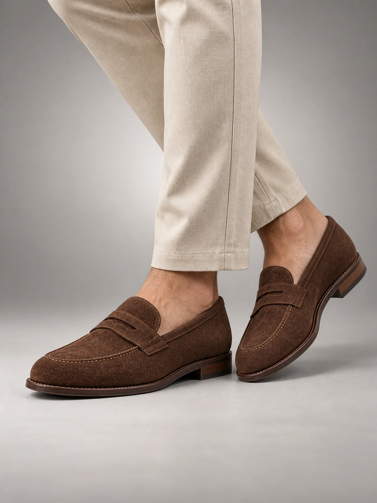 Volantero Men's Coastal Penny Loafers in Brown, hover view