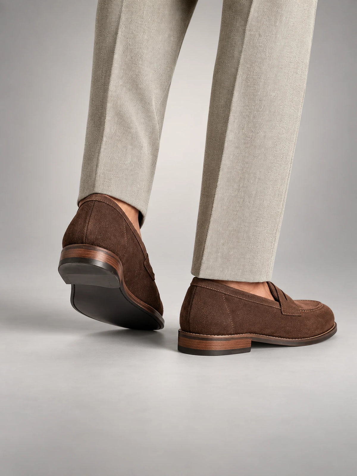 Volantero Men's Coastal Penny Loafers in Brown, side view
