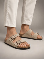 Volantero Men's Double-Buckle Sandals in Beige, hover view