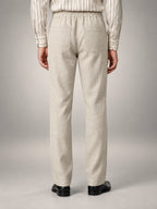 Volantero Men's Linen Slim-Fit Trousers in Beige, back view