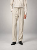 Volantero Men's Linen Slim-Fit Trousers in Beige, main view