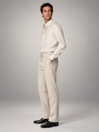 Volantero Men's Linen Slim-Fit Trousers in Beige, side view