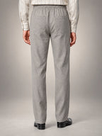 Volantero Men's Linen Slim-Fit Trousers in Grey, back view