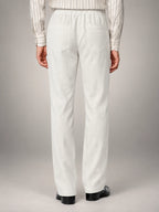 Volantero Men's Linen Slim-Fit Trousers in White, back view
