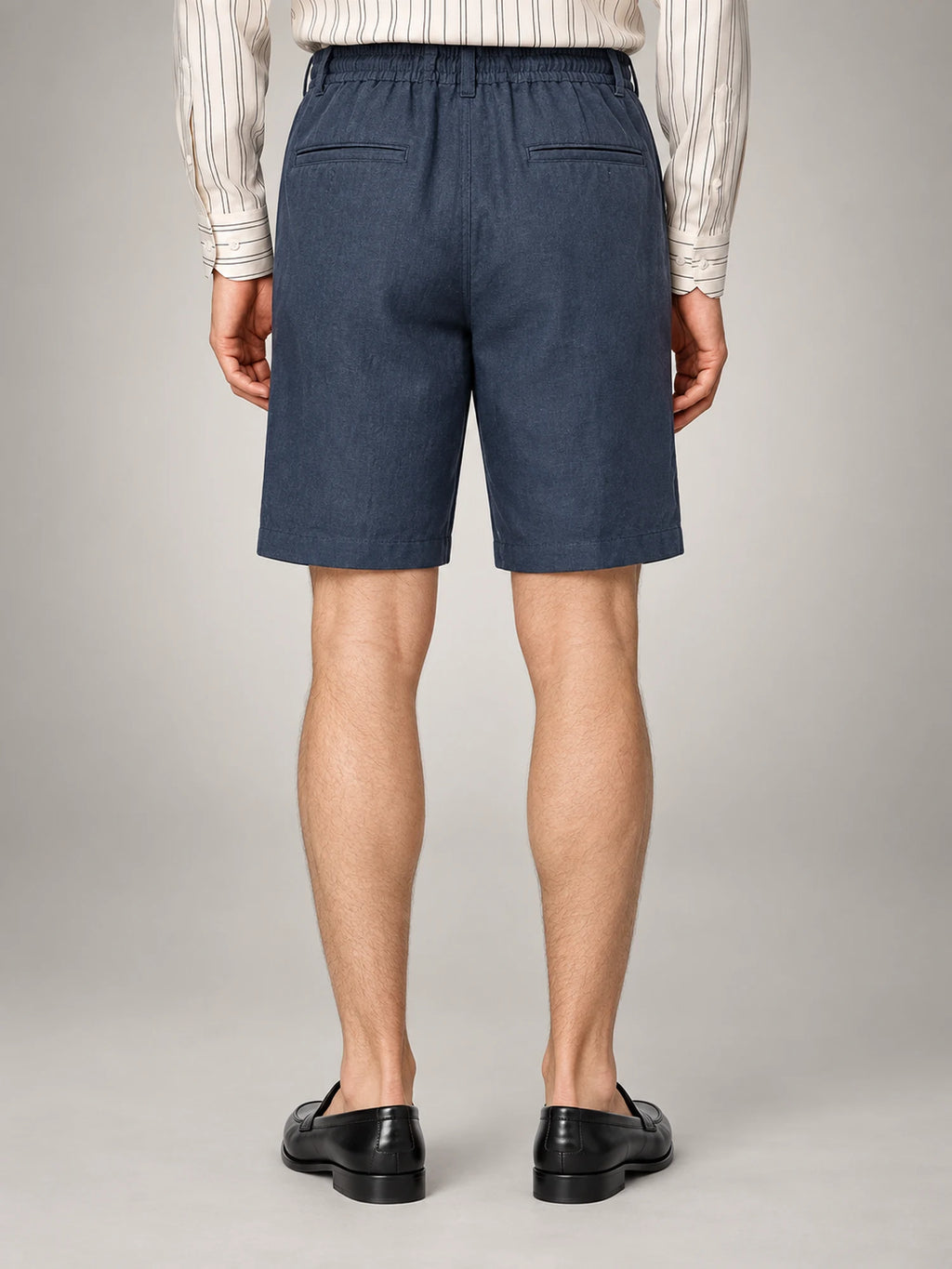 Volantero Men's Linen Summer Shorts in Blue, back view