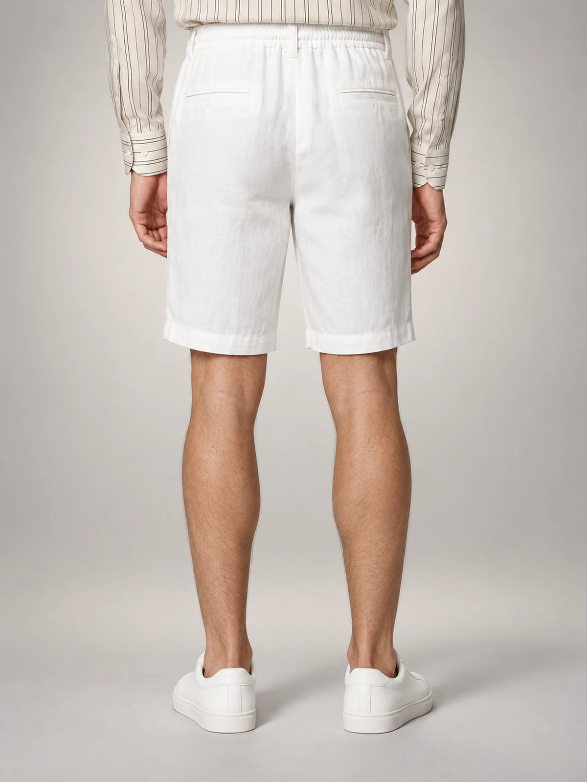 Volantero Men's Linen Summer Shorts in White, back view