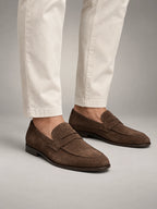 Volantero Men's Suede-Effect Penny Loafers in Brown, hover view