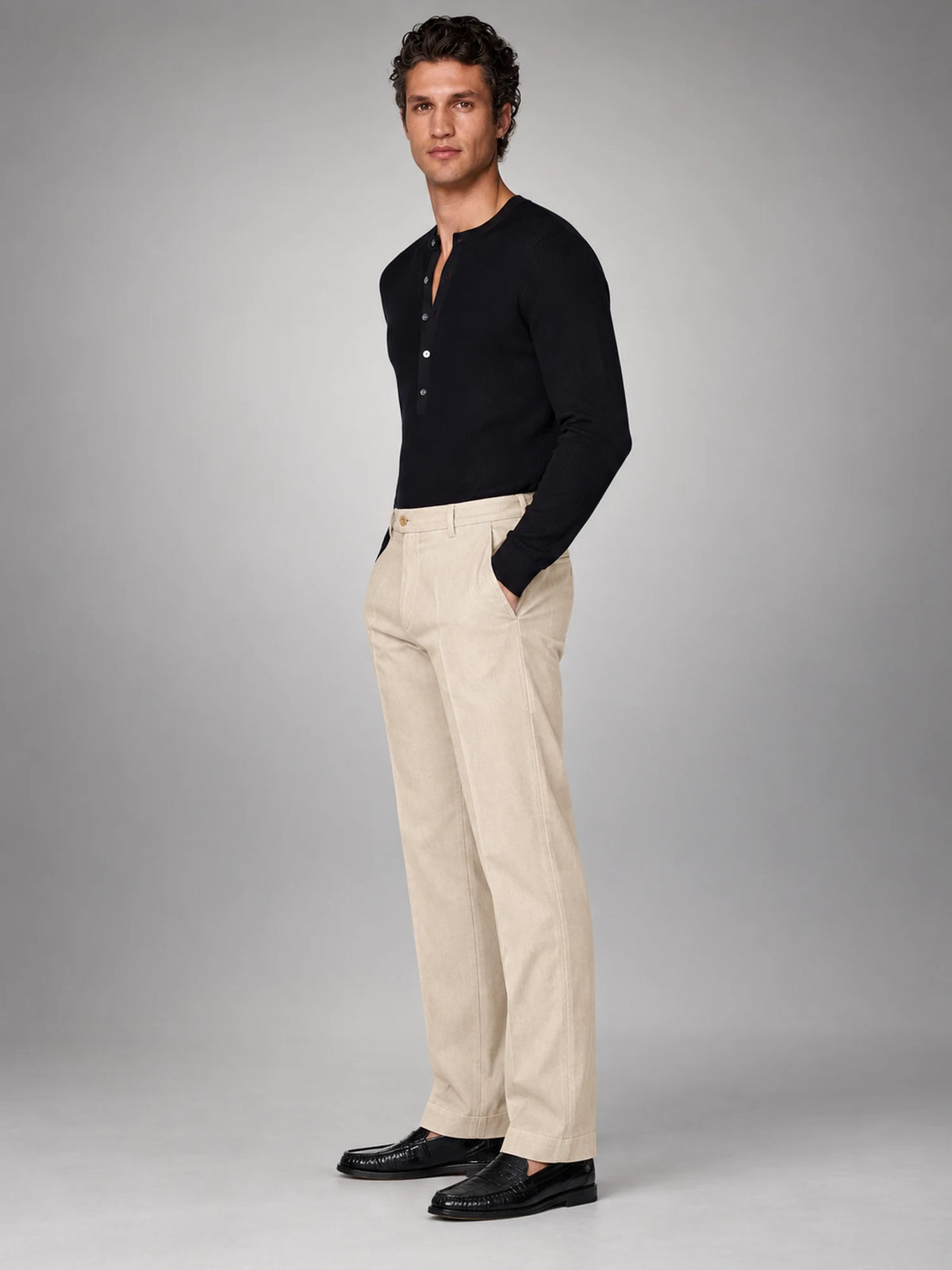 Volantero Men's Summer Trousers in Beige, side view