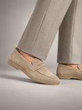 Volantero Men's Elegant Suede Penny Loafers in Beige, main view