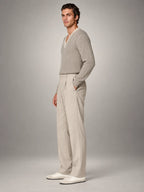 Volantero Men's Tailored-Fit Trousers in Beige, side view